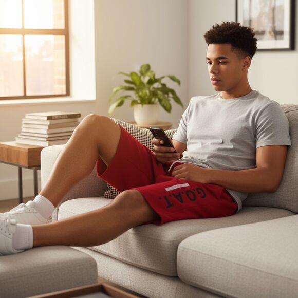 Men’s Galaxy by Harvic G.O.A.T. Athletic Shorts Size L Red w/ Red Drawstring NWT - Picture 1 of 7